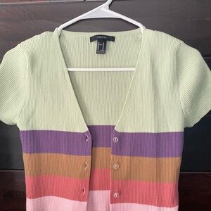 Forever 21 Women's Pastel Striped Cardigan